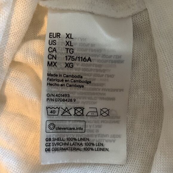 H&M Womens Linen Tie-Front Long Sleeve Top XL White - Picture 5 of 10